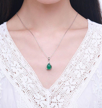 Tajade 925 Silver Chrysoprase Necklace Pendant